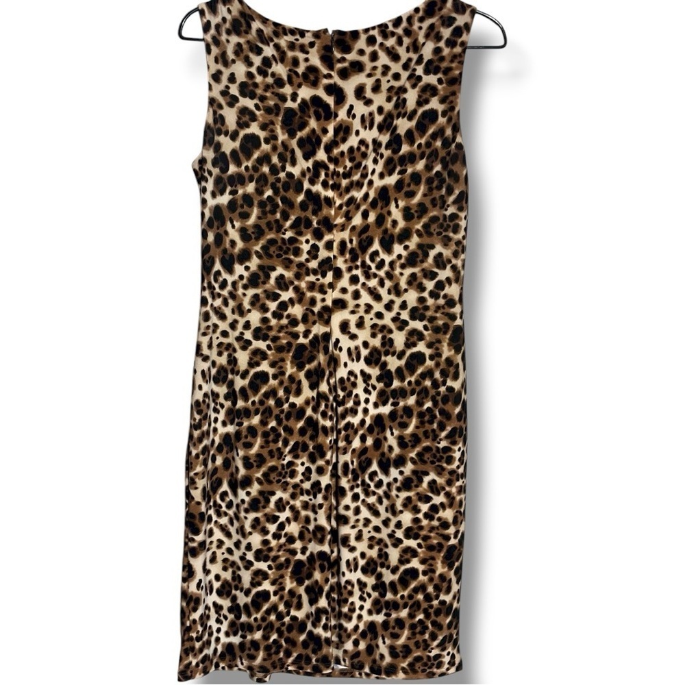 Jones New York Leopard Print Sleeveless Rouching Detail Fully Lined Mini Dress - Picture 10 of 13